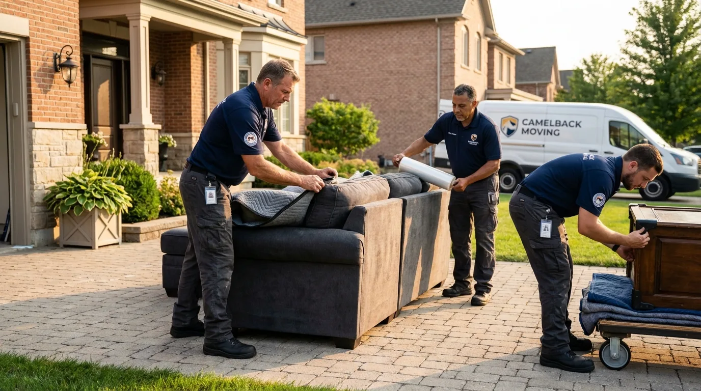 Large estate moving crew wrapping furniture in Antelope, CA