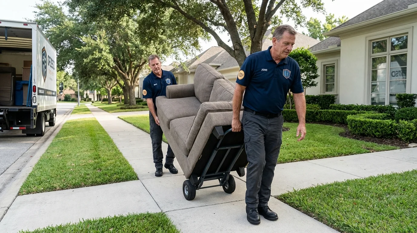 Local residential moving crew loading furniture in Antelope, CA