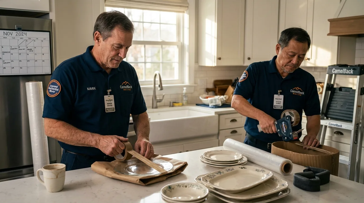 Professional crew packing kitchen dishware in Antelope, CA